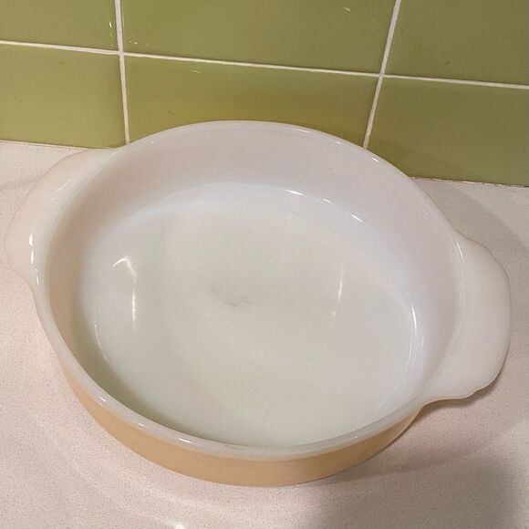 Vintage Fire King Ovenware Casserole Peach Luster - Picture 5 of 9